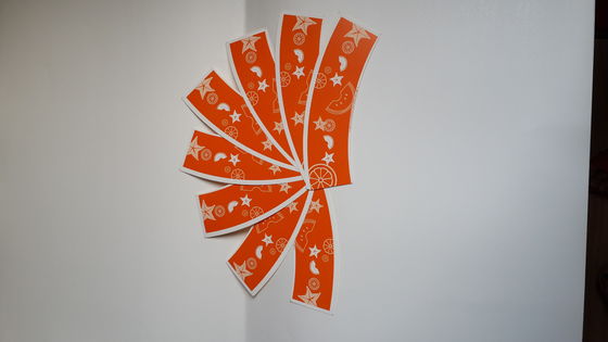 Çin Kağıt Kupaları için Turuncu Logo Baskılı Özelleştirilmiş kağıt bardak Fan / Kağıt Blank / Kağıt Formu Tedarikçi